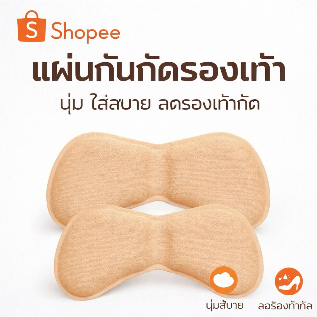แผ่นกันกัดรองเท้า แผ่นรองส้นเท้า Heel Pad กันรองเท้ากัด ฟองน้ำนุ่ม ติดหลังรองเท้า กันหลวม 1 คู่