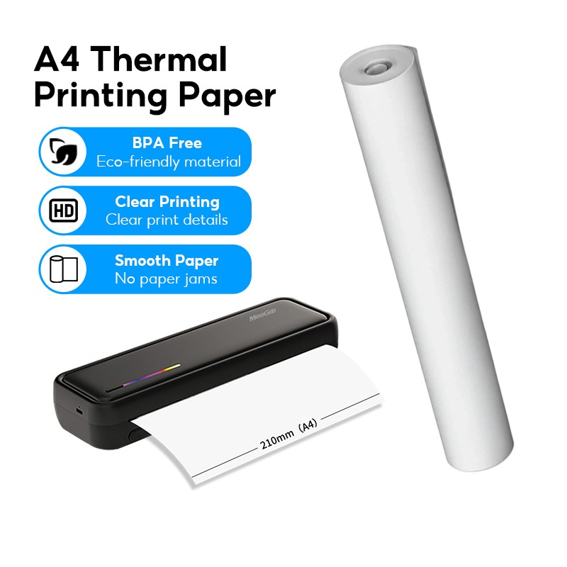MeeGoo กระดาษม้วนความร้อนขนาด A4 เหมาะสำหรับเครื่องพิมพ์พกพา X9 ขนาด A4