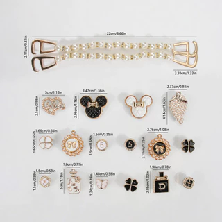 จัดส่งทันที 18 ชิ้น Double Chain Croc DIY Charm อุปกรณ์เสริมรองเท้า Black White Series