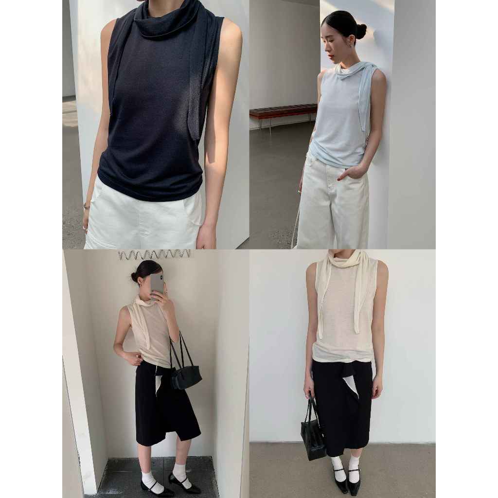 INBYIN - เสื้อแขนกุดมาพร้อมผ้าพันคอ TIE NECK TANK - I3569
