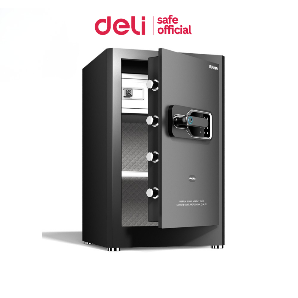 Deli ตู้เซฟนิรภัย ตู้เซฟลายนิ้วมือ กันสนิม ระบบล็อค2ชั้น ปลดล็อค4วิธี รับประกัน 1ปี Safe Box