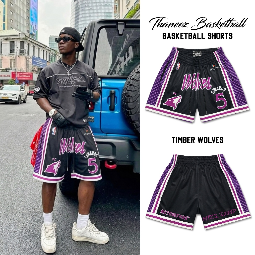 กางเกงกีฬา กางเกงบาสขาสั้น TIMBER WOLVES [ มีไซส์ใหญ่ ]