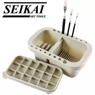 (KTS) ถังล้างช่องเก็บสี 18สี ใช้ล้างพู่กัน/มีจานสีและที่เสียบพู่กัน SEIKAI SE-SCH