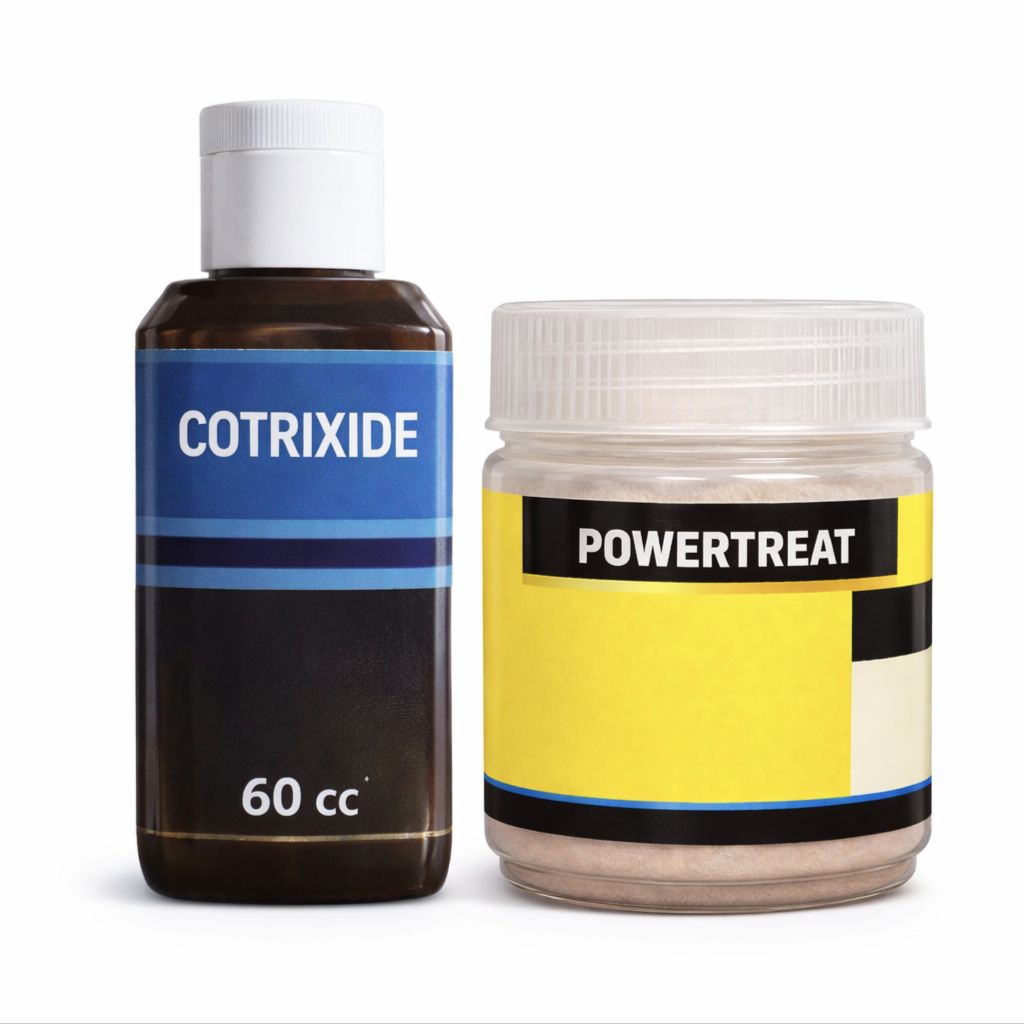 GOLDENB​ETTA​ Cotrixide​ และ​ Powertreat​ ลดจุลชีพ​ภายนอก​และ​ภายใน​ (สำหรับปลาอาการผิดปกติ)