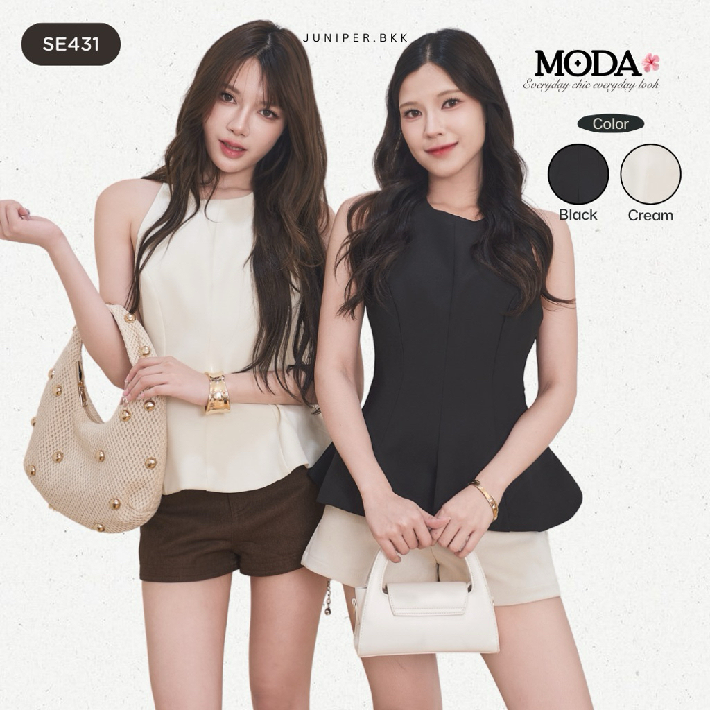 เสื้อคล้องคอ ซิปซ่อน มีซับใน เสื้อเอวเอส เสื้อแขนกุด เสื้อคอฮอลเตอร์ SE431 MODA | JUNIPER.BKK