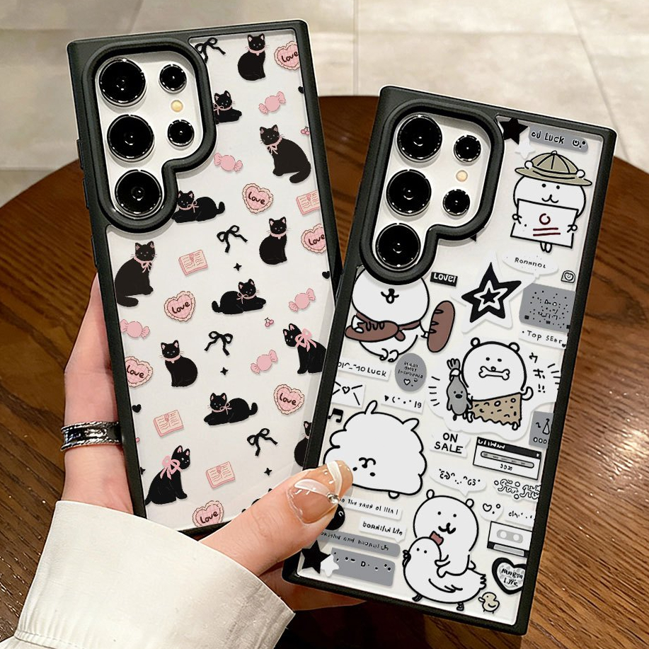 INS แมว เคส For Samsung A57 A37 A17 A06 A07 A16 A05 A05S A36 A55 A54 A15 A56 A35 A34 A25 S26 อะคริลิกฝ้า เคสโทรศัพท์