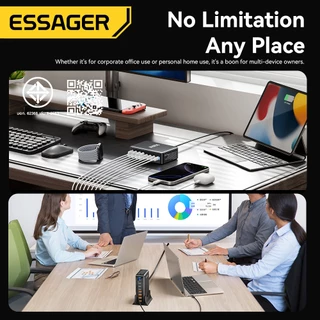 Essager 320W 4 USB-C+4 USB-A เครื่องชาร์จตั้งโต๊ะ GaN เหมาะสำหรับอุปกรณ์หลายเครื่อง