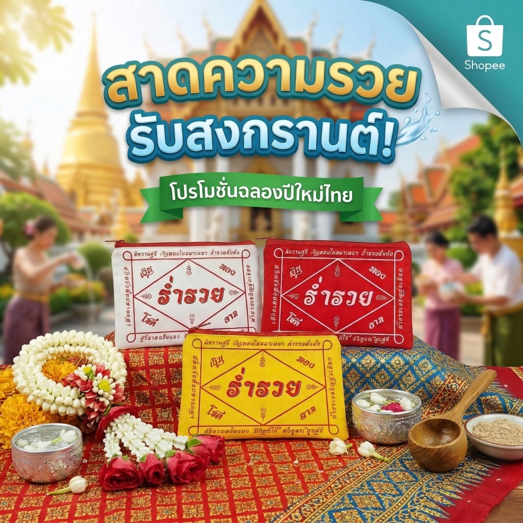 กระเป๋าซิปผ้ายันต์ มหาเฮง ของแจก ของชำร่วย ของขวัญ (ขนาด 5x8 นิ้ว)