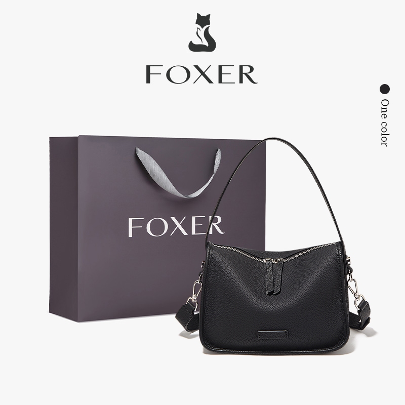 FOXER กระเป๋าถือผู้หญิง กระเป๋าคล้องแขน สะพายได้หลายแบบ ปิดด้วยซิป ดีไซน์เรียบหรู ดูมีระดับ