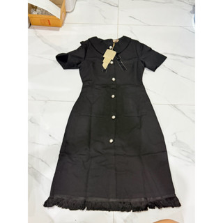 (ปกติ ยาว 39“) เดรสยาว เดรสทำงาน สีดำ แต่งกนะดุมหน้า ซิปหลัง…