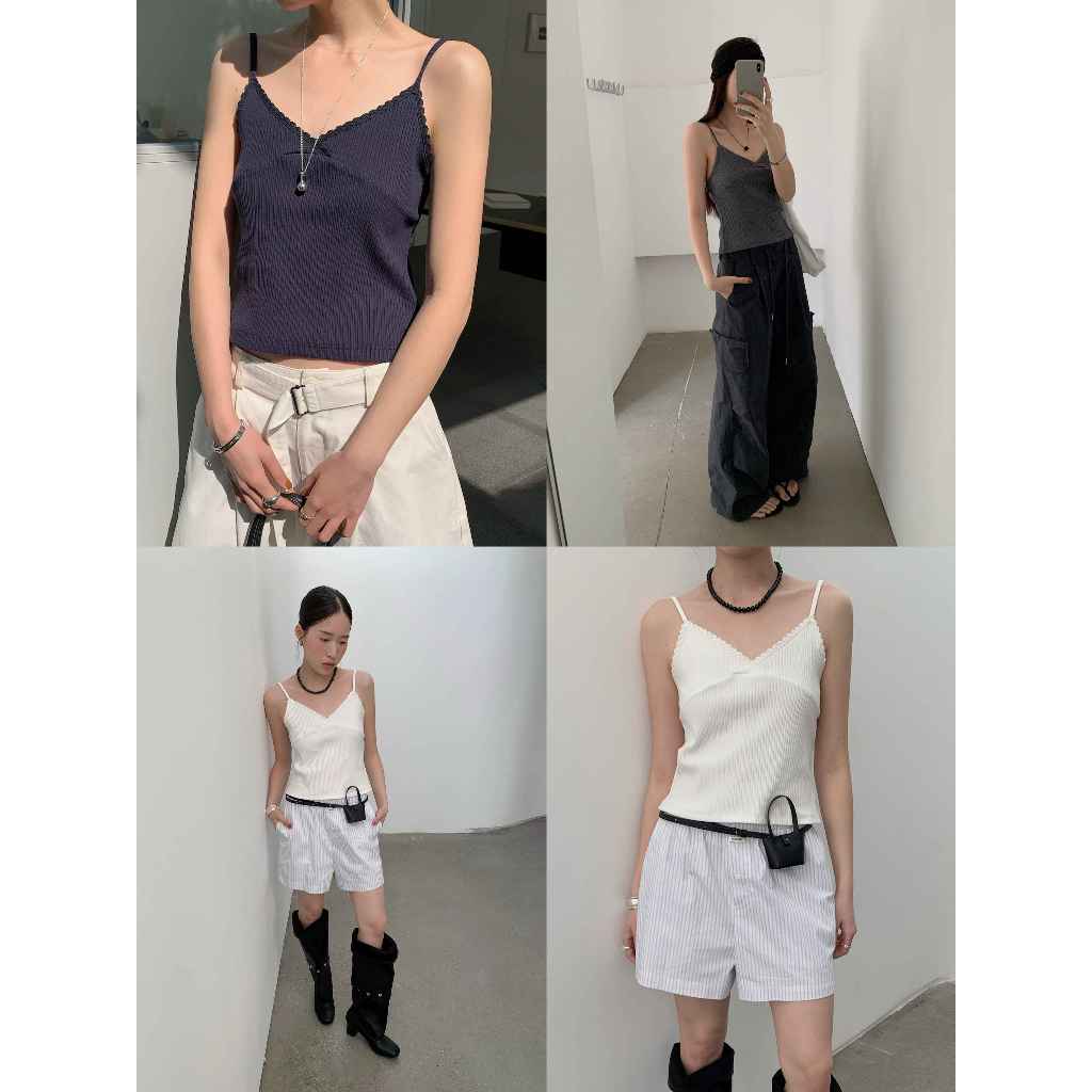 INBYIN - เสื้อสายเดี่ยวขอบฉลุ COTTON LACE TANK TOP - I3537