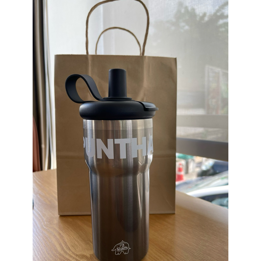 แก้วพรีเมียม Metallic แก้วน้ำเก็บอุณหภูมิ 600 ml พร้อมหลอด #Punthai