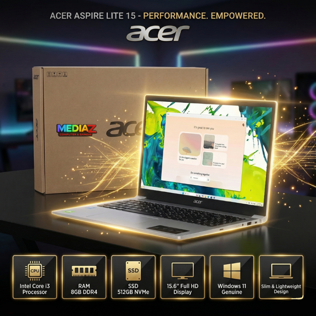 NOTEBOOK (โน้ตบุ๊ค) ACER ASPIRE LITE 15 AL15-52P-38J3 - LIGHT SILVER