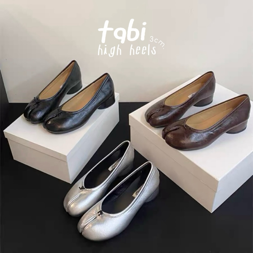 (📋 pre-order) รองเท้ากีบหมู tabi 3cm high heels ส้นสูง 3 ซม. มี 5 สี | justmoment