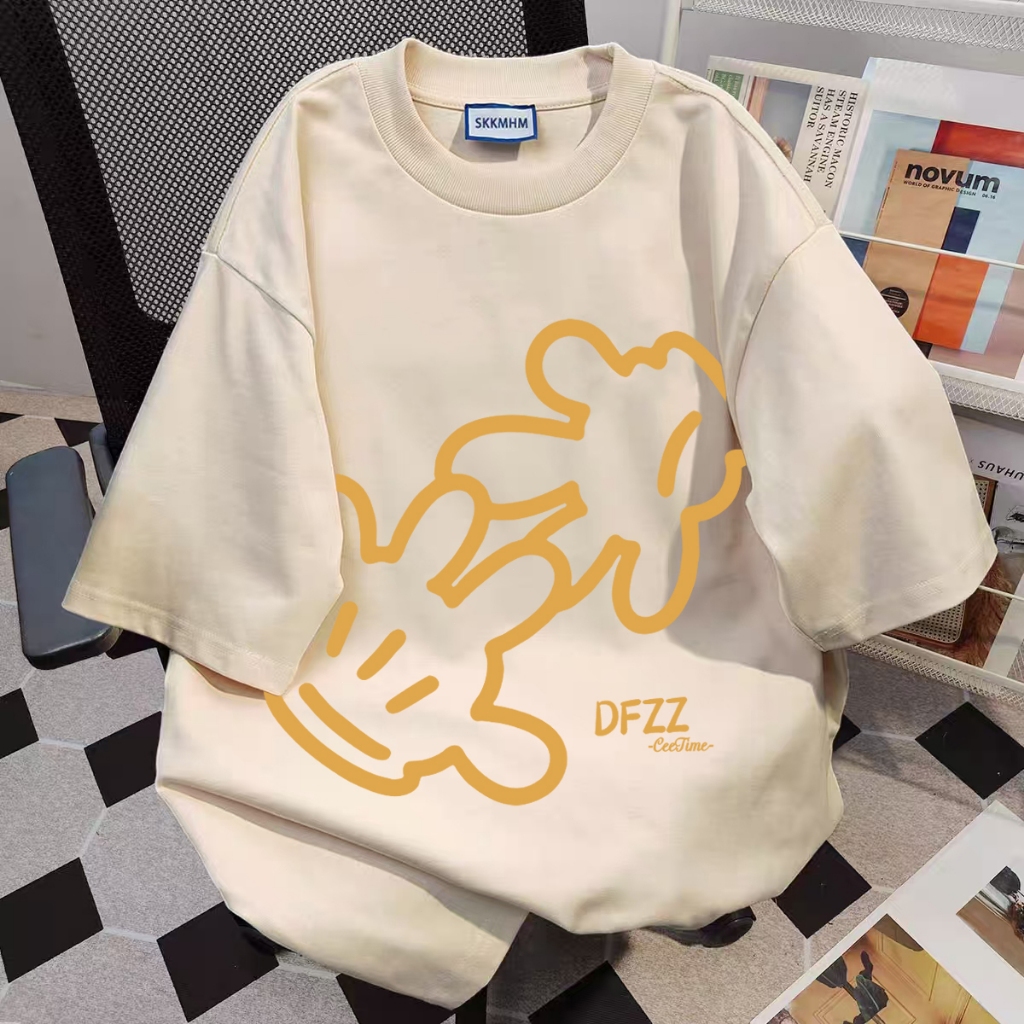 เสื้อยืดคอตตอนคอกลมทรงหลวมสไตล์อเมริกัน มีไซส์ M-4XL ใส่ได้ทั้งชายและหญิง ผ้าคุณภาพสูง ทรงหลวมสบาย