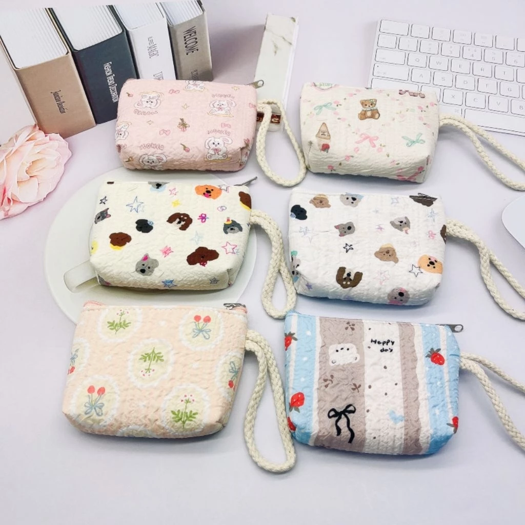 L368 กระเป๋าใบเล็กใส่เหรียญ สายเชือก ลายมินิมอล พร้อมส่งจากไทย