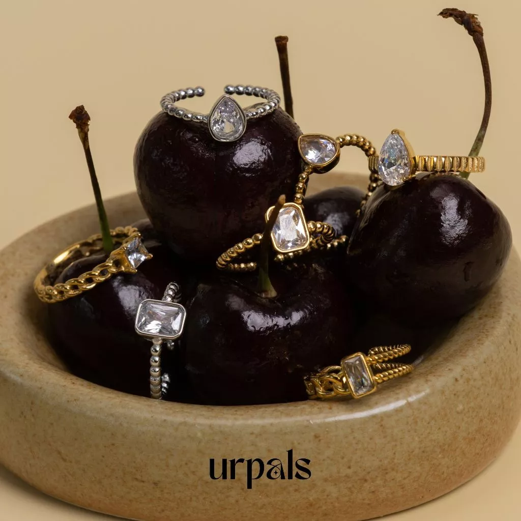 URPALS แหวน Stainless ชุบทอง18K ฝังเพชร CZ High Quality งานเรียบหรู ใส่ได้ทุกวัน แมทได้ทุกลุค