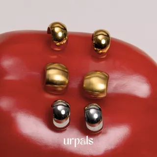 URPALS ต่างหูสายฝอ Stainless ชุบทอง 18K คุณภาพสูง ใส่อาบน้ำ ออกกำลังกายได้