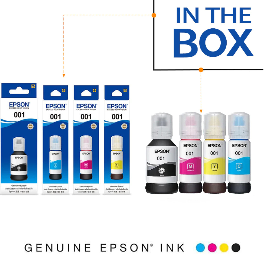 หมึกแท้จาก EPSON 001 สีดำ สำหรับตลับหมึกรุ่น EcoTank L3110/L3116/L1110 หมึกพิมพ์จาก EPSON Tank 001