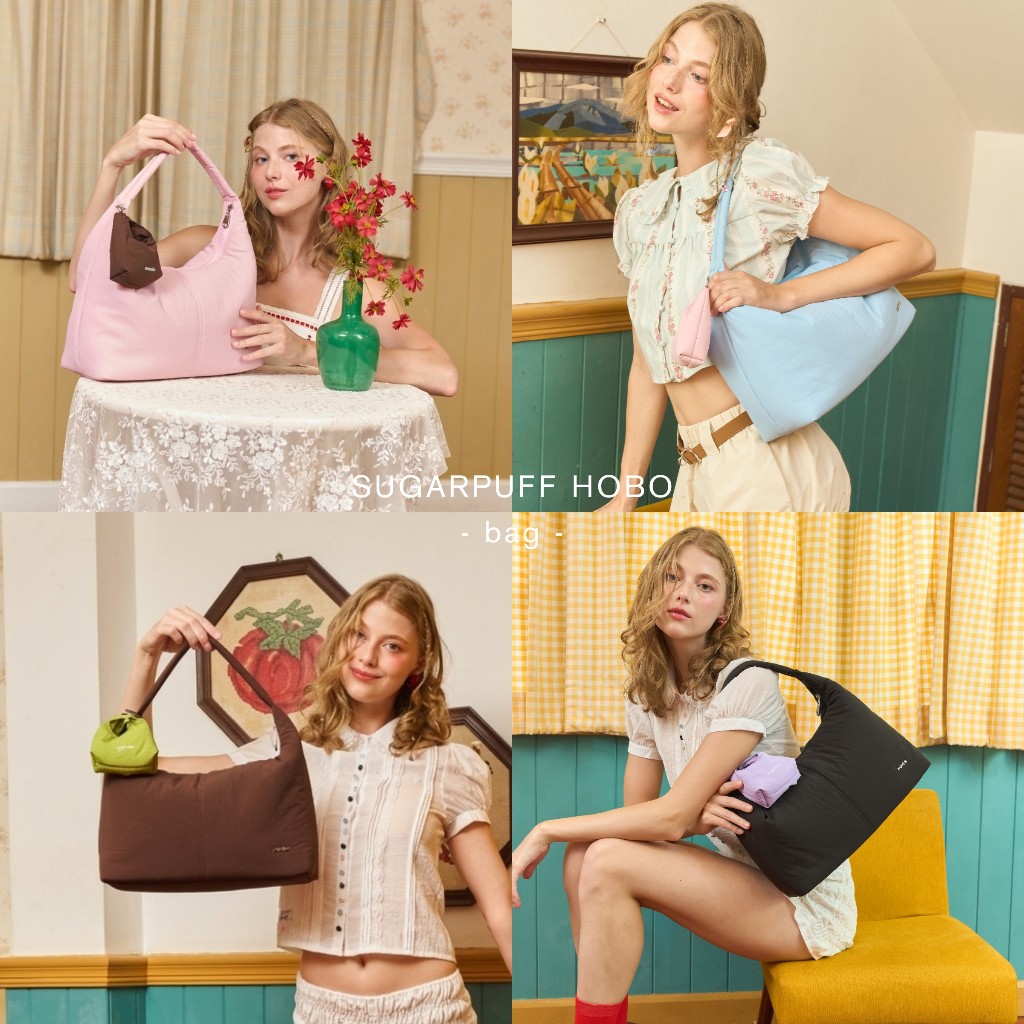 Sugarpuff Hobo Bag 🌈  กระเป๋าสะพายข้าง “กันน้ำ” รองรับ iPad 12 นิ้ว แถมฟรี mini hobo pouch