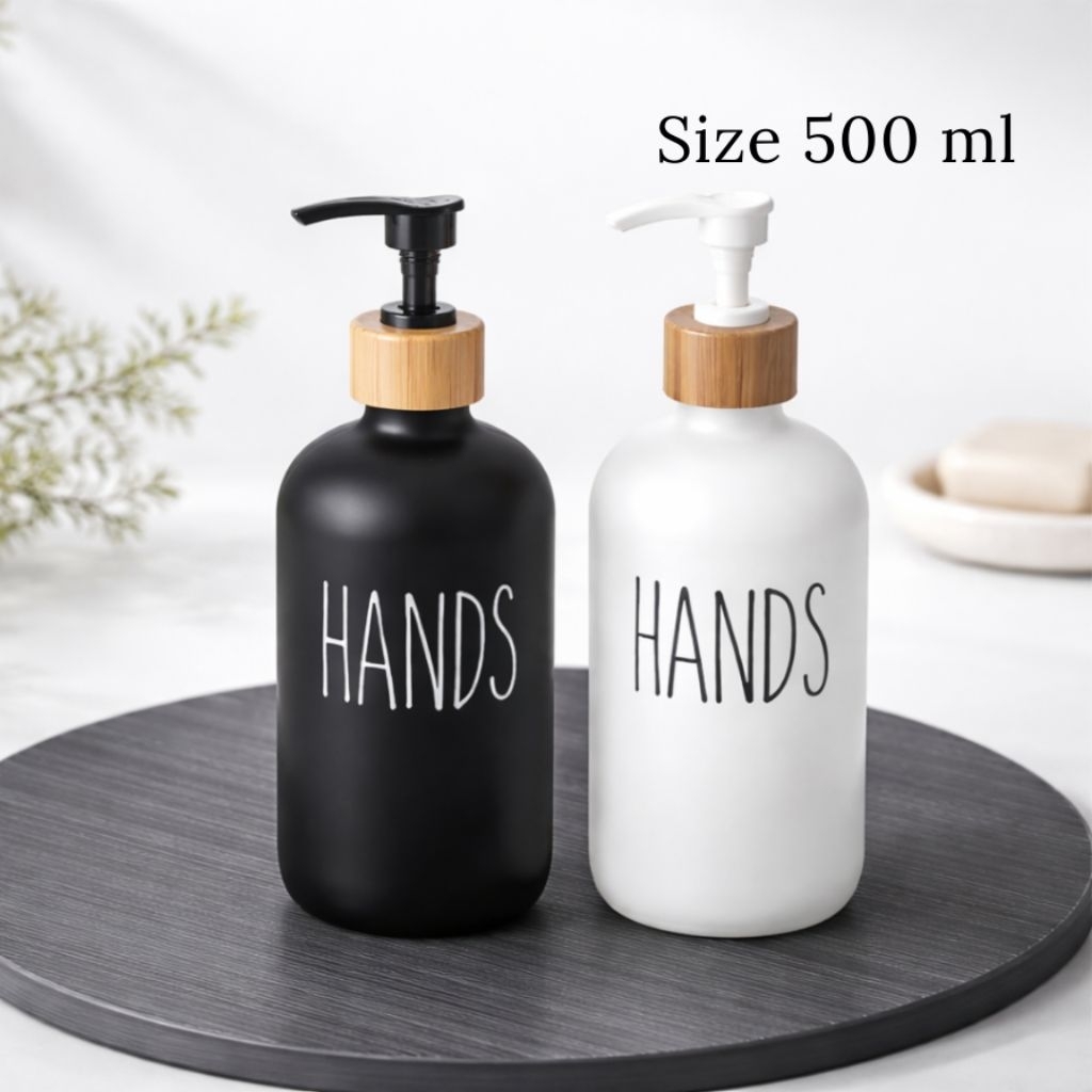 Liveinstyle​ พร้อมส่ง! ขวดปั๊มสบู่ ขวดหัวปั๊ม ขวดแชมพู 500ml สวยเก๋ พร้อมหัวไม้ไผ่ เหมาะใช้ในโรงแรม