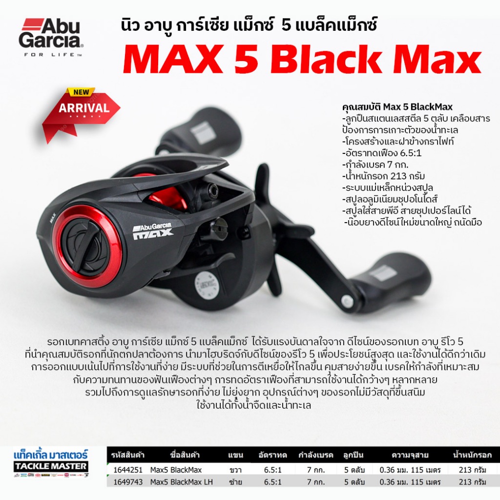 รอกหยดน้ำ รอกเบทคาสติ้ง อาบู การ์เซีย แม็กซ์ 5 แบล็คแม็กซ์ / Abu Garcia Max 5 BlackMax