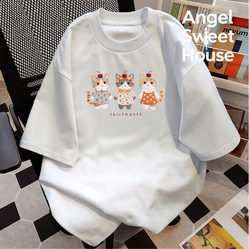(จัดส่งตลอด 24 ชั่วโมง）Angle Official  คอกลม เสื้อแฟชั่น สบายและนุ่ม แขนสั้น ฤดูร้อน S-3XL T9