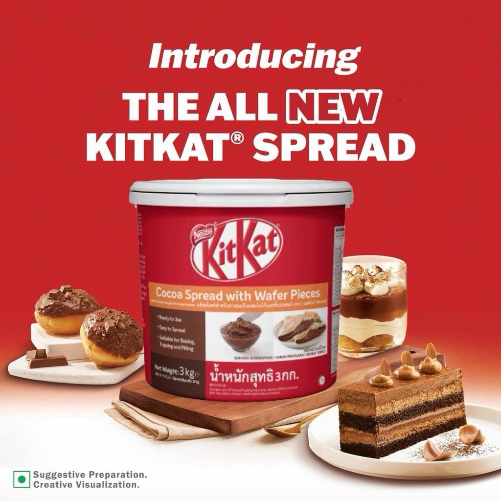 ช็อกโกแลตสเปรดเวเฟอร์ KitKat 3 กิโลกรัม เนื้อเนียนนุ่ม หอมช็อกโกแลตผสมเวเฟอร์กรุบกรอบ สินค้าใหม่พร้อมส่ง EXP:18.04.2027