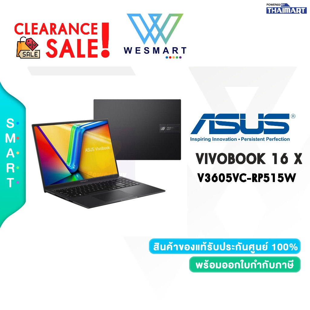 (Clearance) ASUS NOTEBOOK (โน้ตบุ๊ค) Vivobook 16X V3605VC-RP515W : DEMO สินค้าตัวโชว์/ประกันศูนย์ 2 