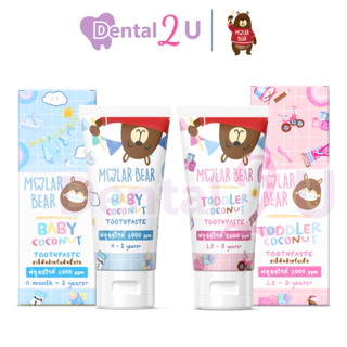 ใหม่ 🦷 Molar Bear - ยาสีฟันเด็ก ฟลูออไรด์ 1000ppm รุ่น Baby, Toddler 40 กรัม ยาสีฟันที่ทันตแพทย์แนะนำ