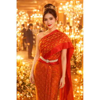 สไบผู้ใหญ่สำเร็จรูปมียางยืด สไบใส่คู่ยีนส์ สไบผ้าลูกไม้ทอง ฟรีไซส์ ทรงเกาะอก รอบอก 32-44 นิ้ว สำหรับงานพิเศษและประจำวัน