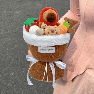 ช่อคาปิบาร่า Capybara ตุ๊กตาช่อดอกไม้ ตุ๊กตาน่ารัก ของขวัญวันเกิด ขวัญวาเลนไทน์ ถุงของขวัญ + โคมไฟ
