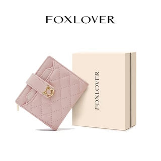 FOXLOVER กระเป๋าสตางค์ผู้หญิงแบบสั้น กระเป๋าเงินศูนย์กระเป๋าสตางค์ปักลายมินิมอล ดีไซน์เรียบหรู คุณภาพพรีเมียม