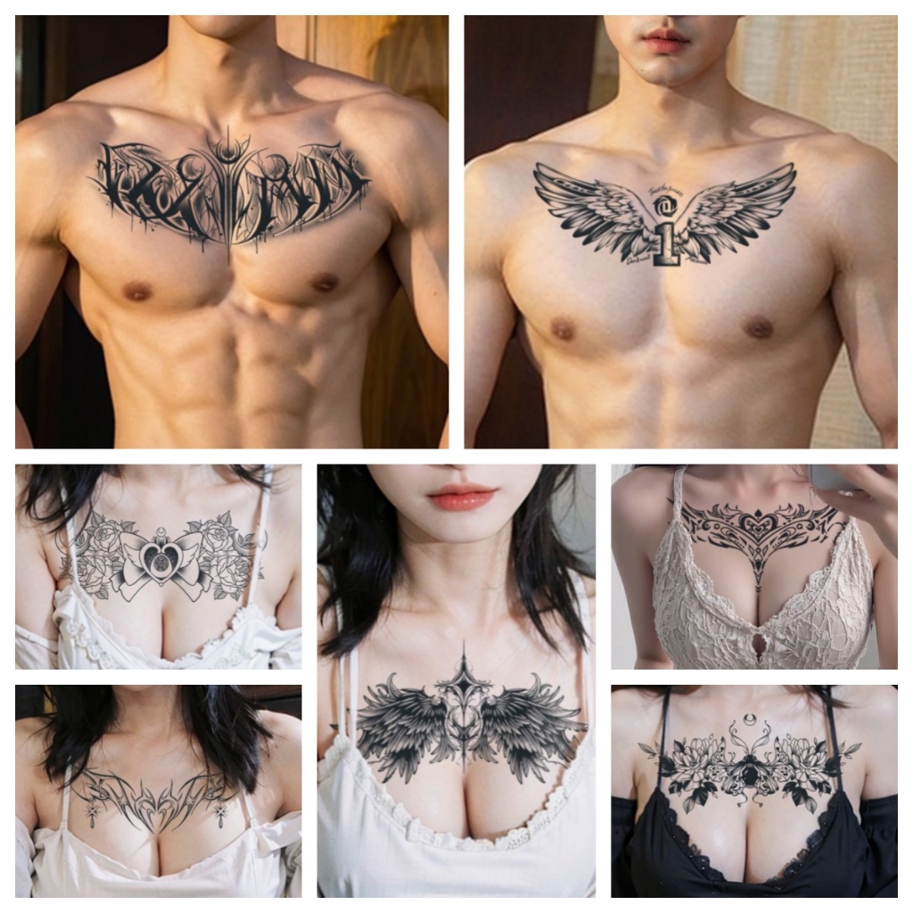 สติกเกอร์รอยสักชั่วคราว ลายดอกไม้และสมุนไพร กันน้ำ ติดทนนาน เหมาะสำหรับติดหน้าอก แขน และหลัง ติดทนนานถึง 15 วัน