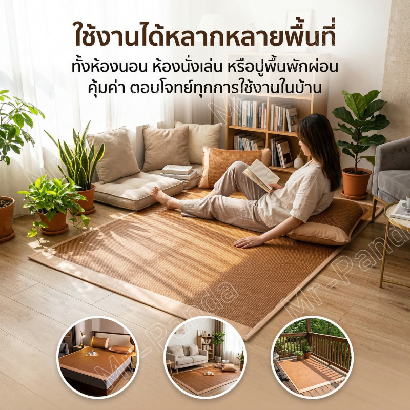 เสื่อหวาย เย็น เสื่อเย็น พรมไม้ไผ่ เสื่อไม้ไผ่100% เหมาะกับฤดูร้อน สามารถม้วนขึ้น ไม่มีเสี้ยน เสื่อหอพัก รูปที่ 6