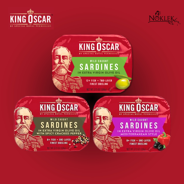 KING OSCAR ปลาซาร์ดีนน้ำมันมะกอก 3 สูตร ขนาด 106 กรัม จากนอร์เวย์