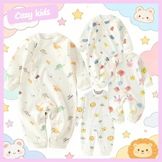 (พร้อมส่ง) เสื้อผ้าเด็กแรกเกิดแขนยาว ชุดนอนเด็กผ้าฝ้าย 100% ชุดจั๊มสูทเด็ก เสื้อผ้าเด็ก