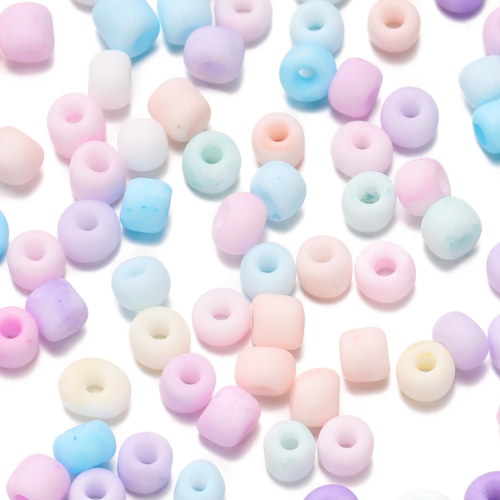ลูกปัดแก้ว 3-4mm สีพาสเทล ผิวด้าน (Frosted) ลูกปัดทราย สำหรับร้อยสร้อยข้อมือ แหวน DIY อุปกรณ์ทำเครื่องประดับ