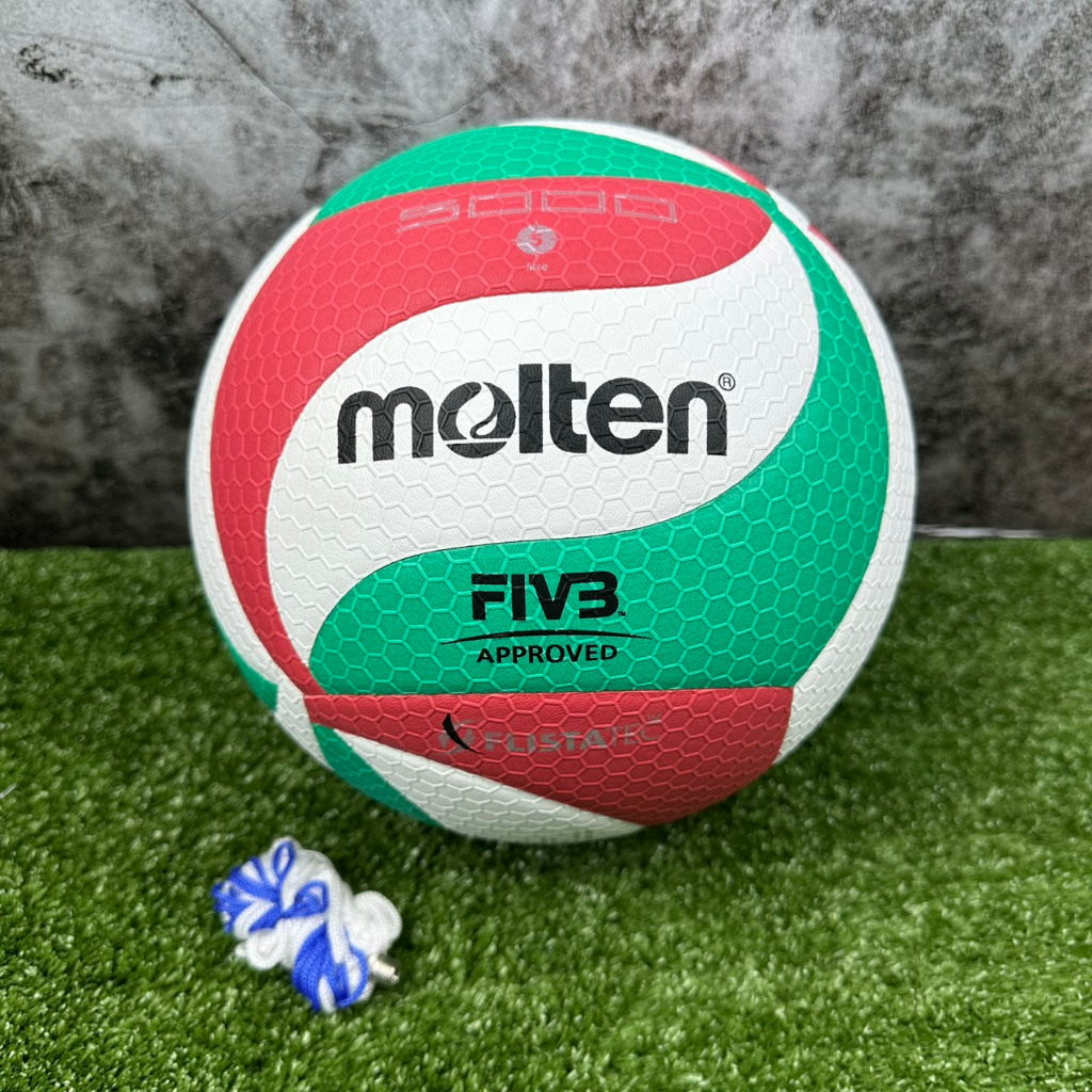 MOLTEN วอลเลย์บอลหนัง Volleyball PU th V5M5000 FIVB (1650) แถมฟรี ตาข่ายใส่ลูกฟุตบอล +เข็มสูบลม