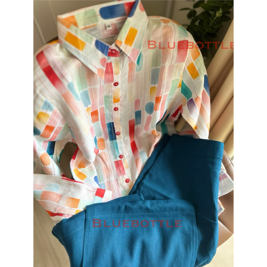 เสื้อลินินแท้ 💯% รวมทุกลาย คอปกแขนยาว มีไซค์ค่ะ