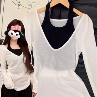 เสื้อคลุมกันแดดแขนยาวผ้าโปร่งบางสีขาวคอวีสำหรับผู้หญิง ทำจากผ้าไหมน้ำแข็งเนื้อบางเบา เหมาะสำหรับฤดูร้อน