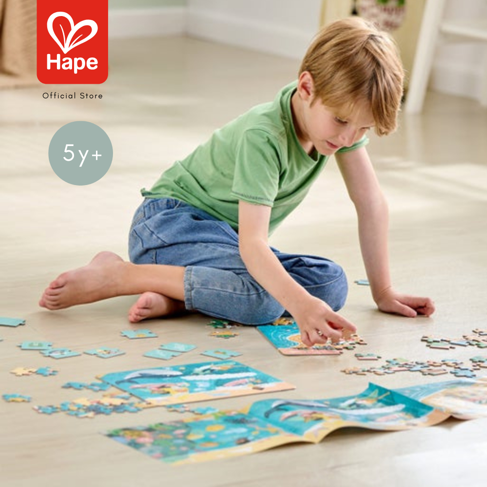 Hape - Ocean Friends Puzzle Puzzle Bercerita 3 Set 48 Keping Teman-Teman Laut 5Y+ gambar 3