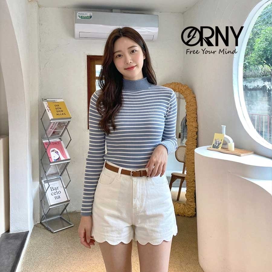 น่ารักมากก 7771 เสื้อไหมพรมลายทางแขนยาว ไหมพรมคอกลมเก็บขอบ ราคา ถูกที่สุด ดีลบีเคเค แกลเลอรีภาพที่ 4