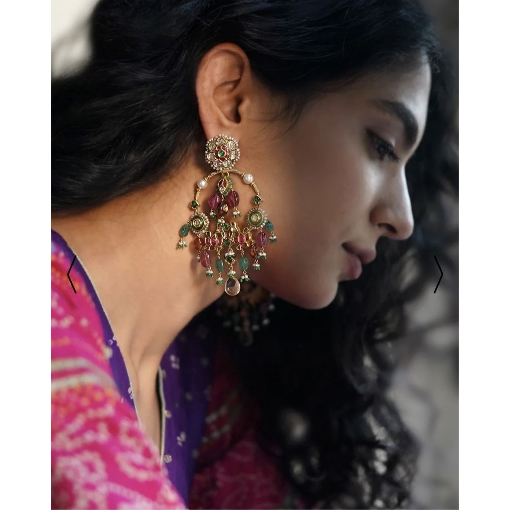 indian earrings jhumka earing indian accessories ต่างหูอินเดียแบบจุมก้า เครื่องประดับอินเดีย