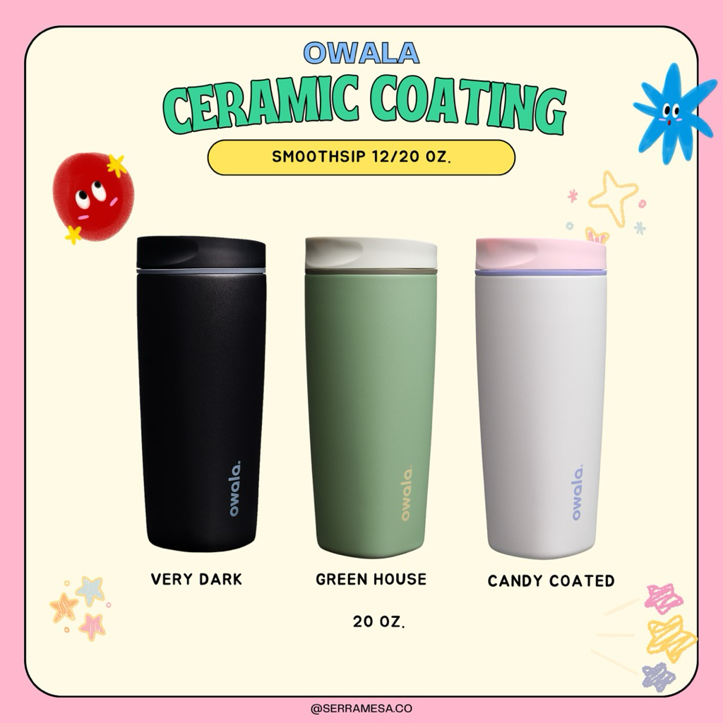 preorder✨ Ceramic coating* owala smoothsip slider 12-20 oz. คว่ำไม่หก เก็บอุณหภูมิร้อน-เย็นได้ 🧊🍵