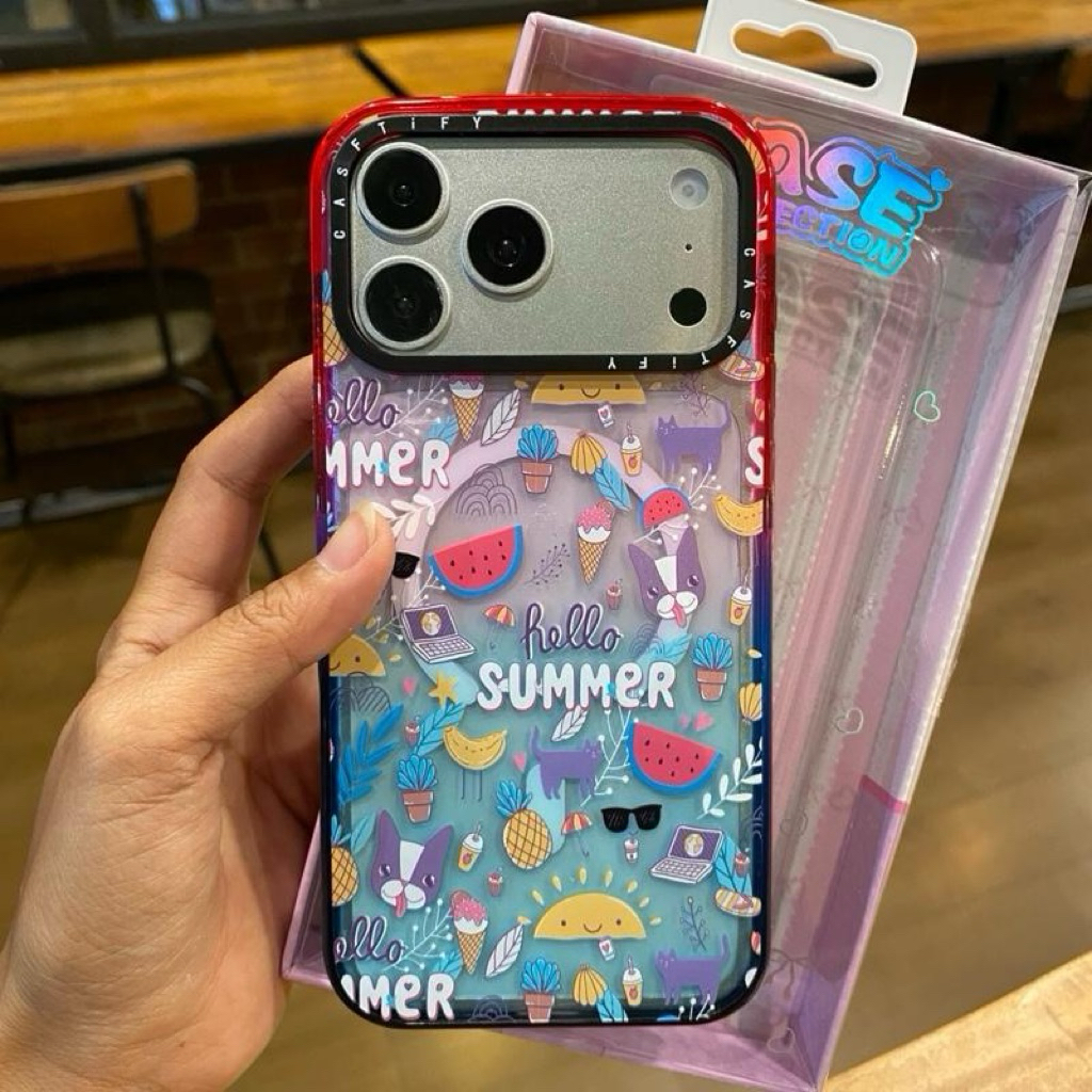 เคสอะครีลิตสกรีนลาย summer งาน มีที่ขาร์จไร้สาย ขอบกันกระแทก