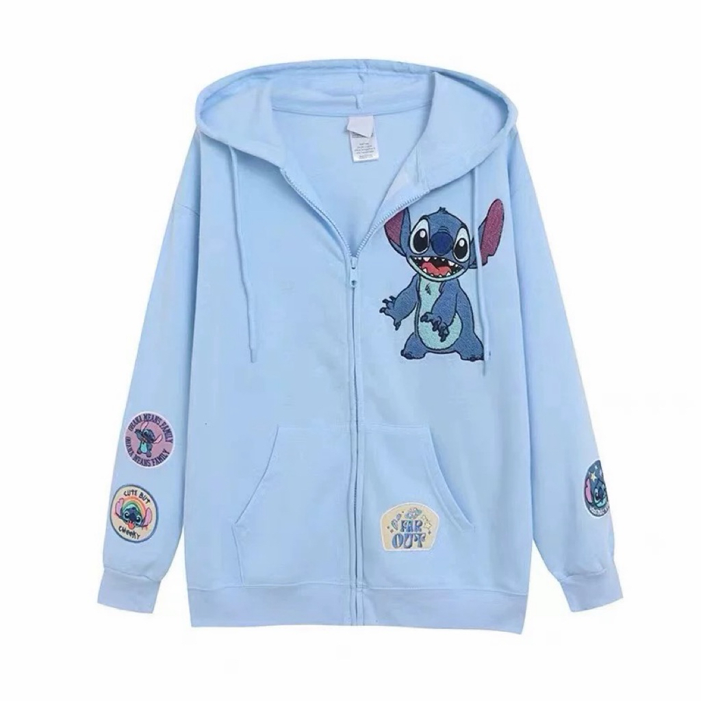 Stitch HOODIE (TS612) Stitch zip up hoodie far out สติช ฮู้ดดี้ งานDisney แท้