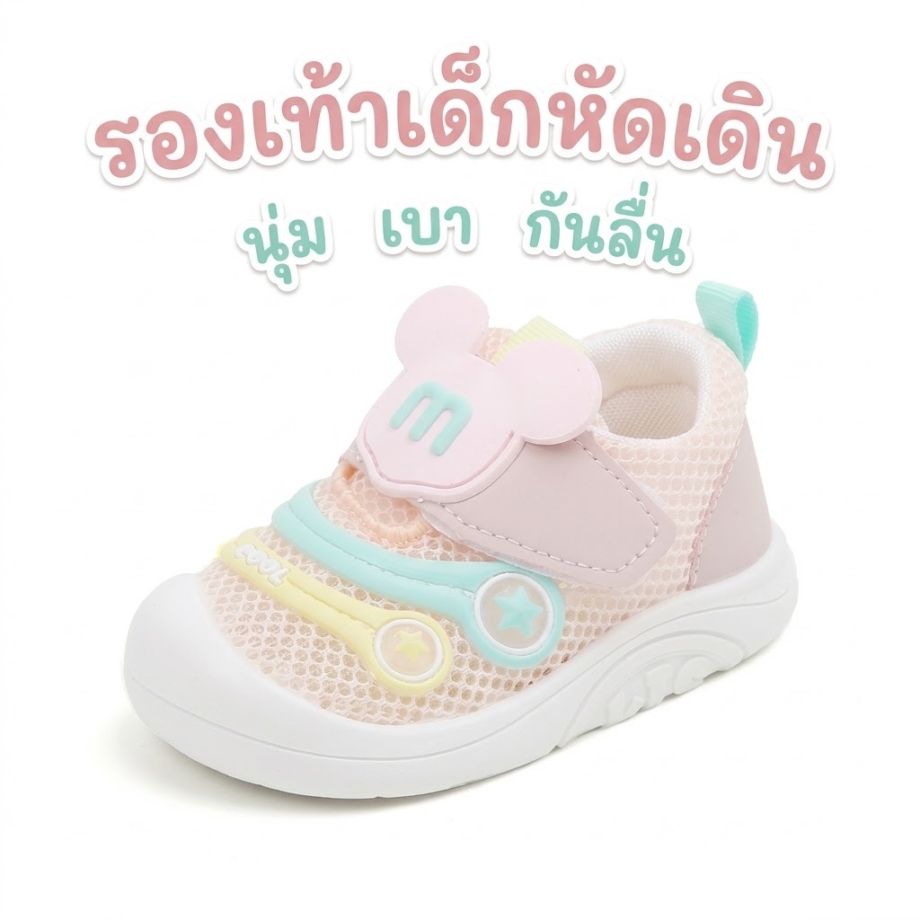 รองเท้าเด็กหัดเดิน ผ้าตาข่าย ระบายอากาศ พื้นนุ่ม กันลื่น น้ำหนักเบา ใส่สบาย ใส่ได้ทุกเพศ รุ่น M KIS662 พร้อมส่งในไทย