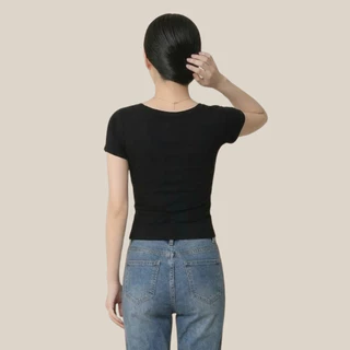 WsimpleBra | Envee Top Shirt เสื้อยืด แขนสั้น คอกว้าง มีบราในตัว เลิกใส่ชุดชั้นในและซิลิโคลปิดจุก