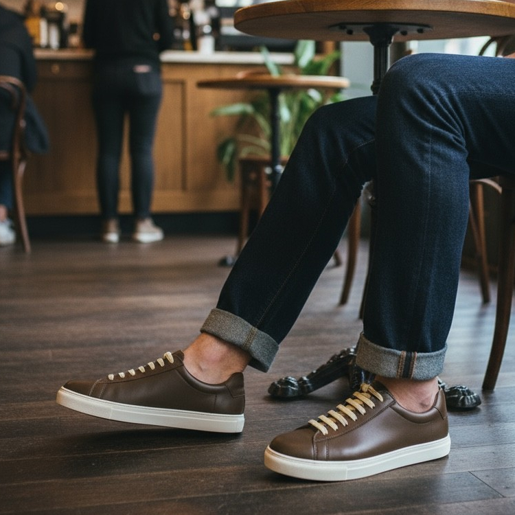 พร้อมส่ง | MANGO MOJITO | Mojito Sneaker | รองเท้าผ้าใบหนังแท้ | Smart Casual | สีมอคค่า